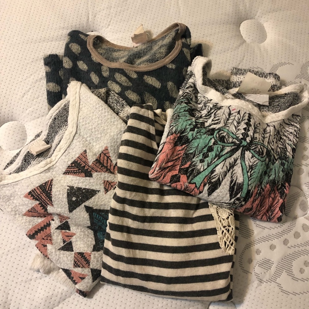 Four girls long sleeve boho style shirts